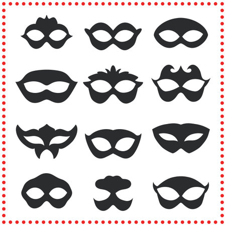 Minimalist Venetian Mask Silhouette Vector for Elegant and Refined Party Themesのイラスト素材
