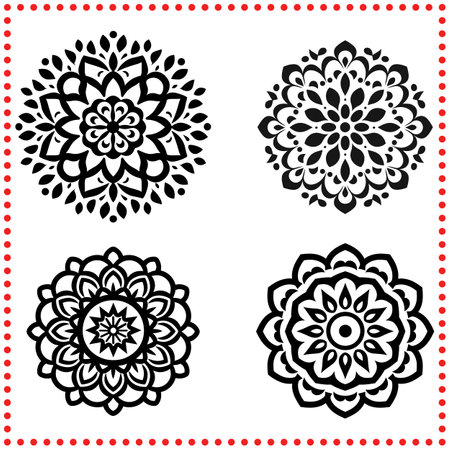 Abstract floral mandala art, perfect for adding a spiritual touch to your interior design.のイラスト素材