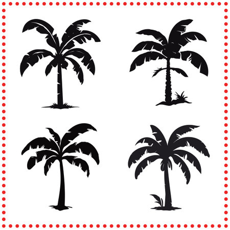 Stylized Palm Tree Silhouettes   Great for Tropical Brandingのイラスト素材