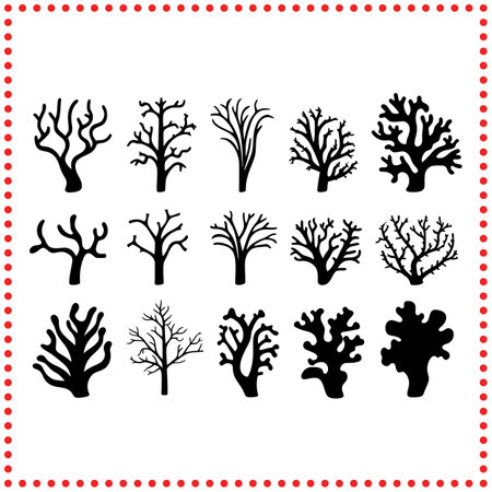 Elegant Coral Silhouette Set   Ideal for Ocean and Nature Projectsのイラスト素材