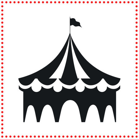 Circus tent silhouette, ideal for creating fun and nostalgic event promotions.のイラスト素材