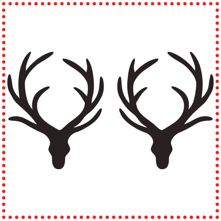 Simple twin deer antler silhouette, perfect for rustic decor and wildlife themed designs.のイラスト素材
