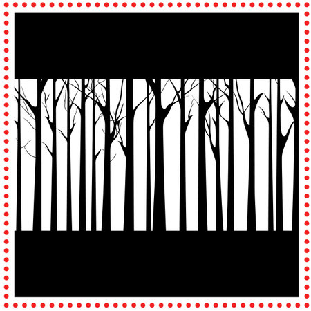 Black and white silhouettes of bare trees, ideal for creating a stark and dramatic landscape.のイラスト素材