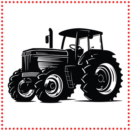 Retro style tractor design, great for rustic farmhouse decor and apparel.のイラスト素材