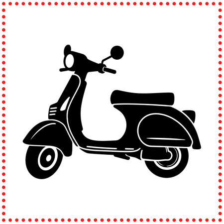 Classic ride  Iconic scooter silhouette capturing timeless style and urban mobility.のイラスト素材