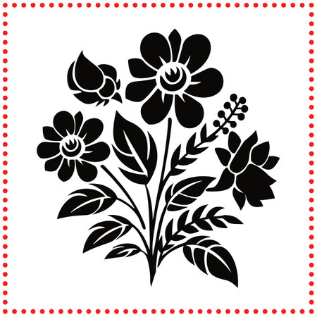 Sophisticated Peony Silhouette Ideal for Elegant Weddings and Eventsのイラスト素材