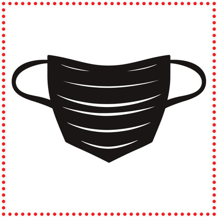 Black and white face mask icon for clear and impactful design.のイラスト素材