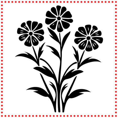 Minimalist Floral Silhouette Ideal for Modern Branding and Logosのイラスト素材