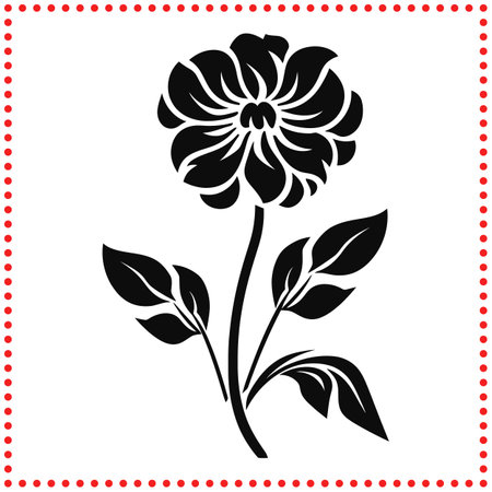 Delicate Flower Silhouette Ideal for Wedding Stationery and Decorのイラスト素材