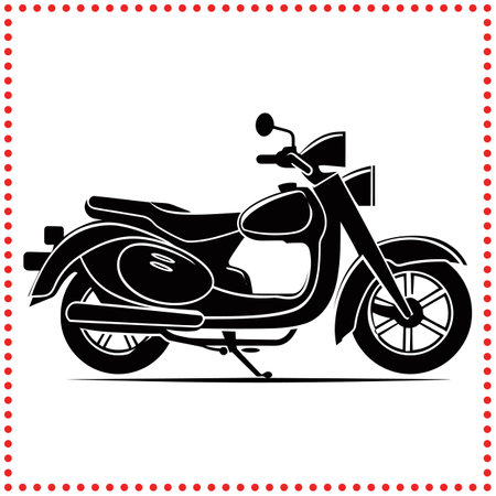Vintage Scooter Silhouette Vector  Ideal for Nostalgic Travel, Retro Merchandise, and Urban Designのイラスト素材