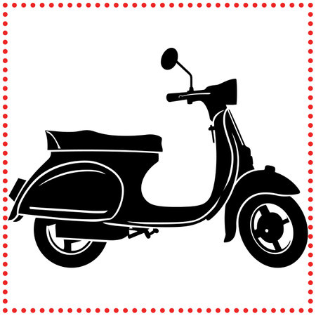 Charming Vintage Scooter Icon  Great for Retro Transportation, Urban Art, and Travel Logosのイラスト素材