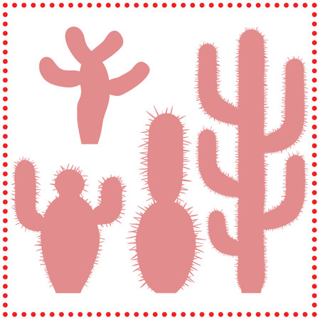 Bold Southwestern Cacti Silhouette Design  Ideal for Desert Graphics, Nature Logos, and Botanical Brandingのイラスト素材