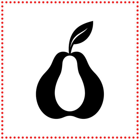 Simple Pear Vector with Leaf  Ideal for Homemade Products, Fruit Labels, and Farm Fresh Goodsのイラスト素材