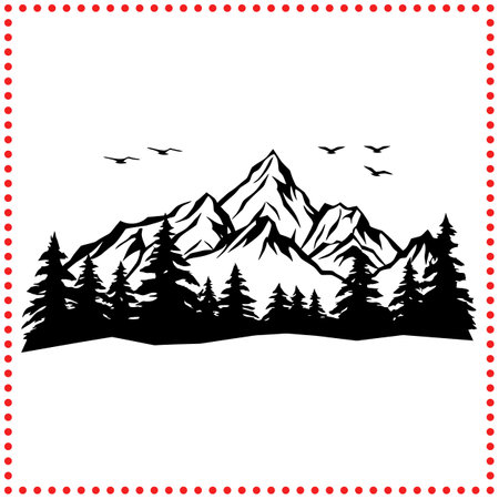 Find your path among the pines and peaks, where natures wonders never cease to amaze.のイラスト素材