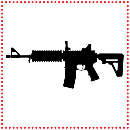 Detailed Firearm Silhouette  Enhance Your Tactical Gear, Military, and Combat Designsのイラスト素材