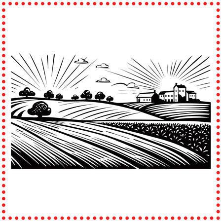 Fields of Serenity  How Countryside Landscapes Reflect Natureâs Calm Beauty.のイラスト素材