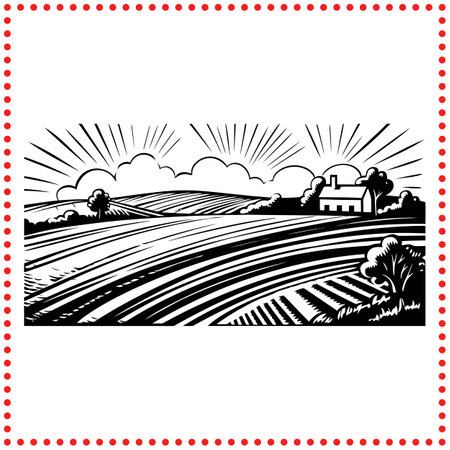 Where the Sun Meets the Earth  The Intersection of Nature and Art in Landscapes.のイラスト素材