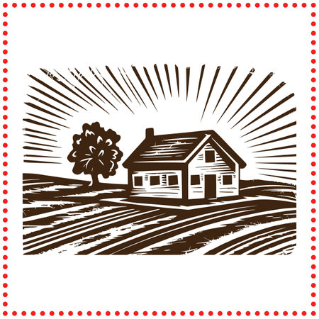 A Rustic Refuge  Find Peace and Comfort in a Serene Countryside Home.のイラスト素材
