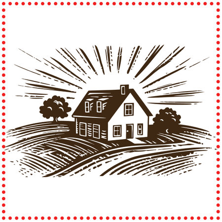 Natures Peace  The Simple Joys of Life in a Rural Home Surrounded by Beauty.のイラスト素材