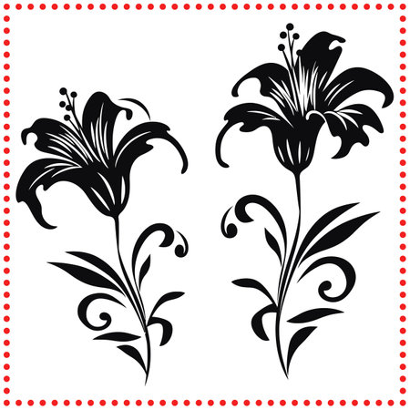 Natureâs Grace  Celebrating the Beauty and Balance of Lilies in Artistic Design.のイラスト素材