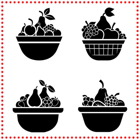 Brighten Up Any Meal with the Fresh and Flavorful Selection of Fruits in These Bowls.のイラスト素材