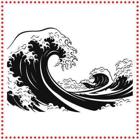 Feel the Surge of the Sea  A Powerful Wave Design to Elevate Your Artistic Vision.のイラスト素材