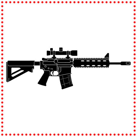 Stylized Firearm Silhouette Vector  Ideal for Tactical Gear, Security, and Military Graphicsのイラスト素材