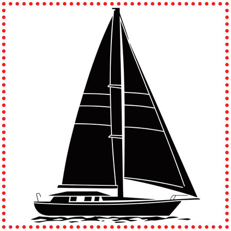 Stylish Sailboat Silhouette Vector  Great for Nautical, Adventure, and TravelThemed Illustrationsのイラスト素材