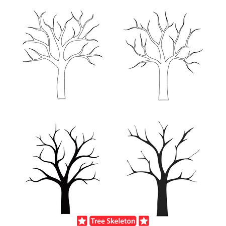 Mystical Tree Skeletons  Captivating Vector Silhouette Setのイラスト素材