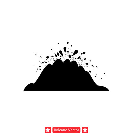Volcano Landscape Silhouette Pack  Dramatic Scenes for Graphic Designのイラスト素材