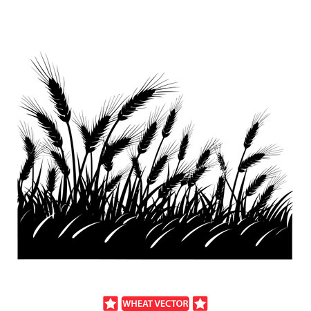 Harvest Hues  Rich Wheat Vector Silhouette Assortmentのイラスト素材