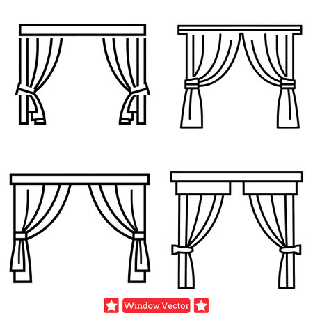 Architectural Marvels  Exquisite Window Silhouettes Adding Charm to Designsのイラスト素材