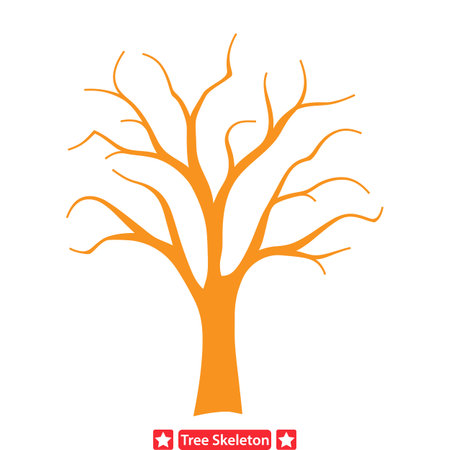 Fossilized Foliage  Intriguing Tree Skeleton Vector Artのイラスト素材