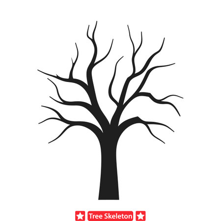 Ghostly Grove  Vector Tree Skeletons in Surreal Formのイラスト素材