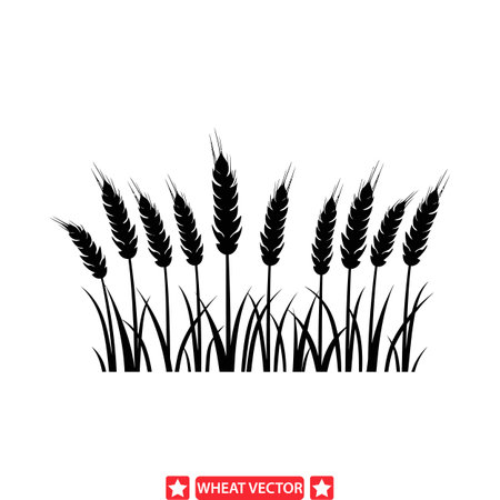 Fields of Serenity  Inspiring Wheat Vector Silhouettesのイラスト素材
