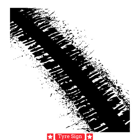 Car Tyre Imprints Set  Roadway Tread Illustrations Bundleのイラスト素材