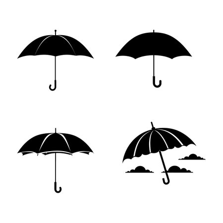 Elegant Umbrella Silhouettes  Versatile Vector Collection for Design Projectsのイラスト素材