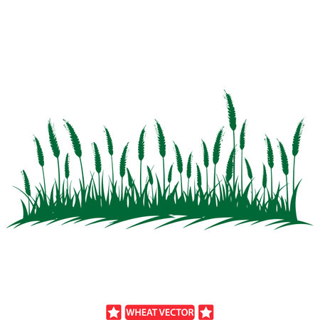 Golden Glow  Elegant Wheat Vector Silhouette Setのイラスト素材