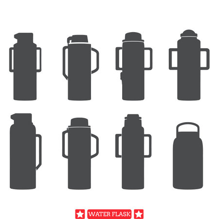 Stay Refreshed  Dive into Our Water Flask Vector Silhouette Setのイラスト素材