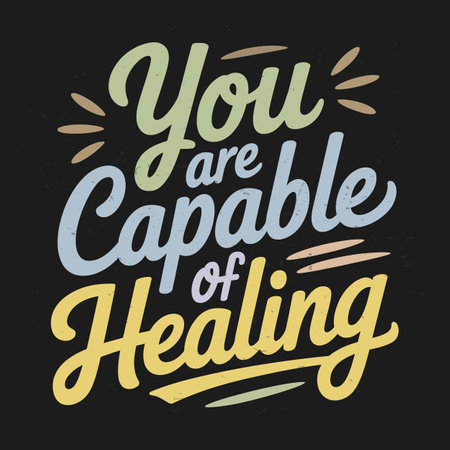 Positive Mental Health Typography for Personal Wellness and Peaceのイラスト素材