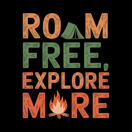 Roam the World Freely with Motivational Travel Typography Quote Design for Adventurersのイラスト素材