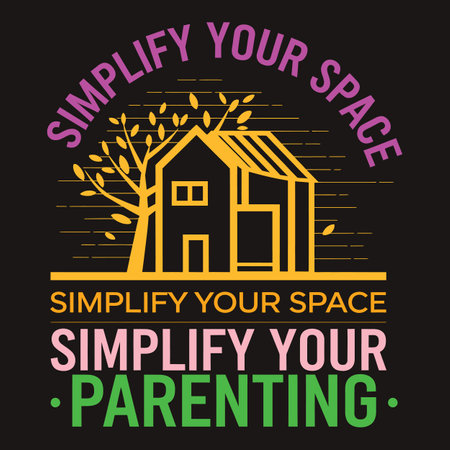 Less Clutter More Peaceful Parenting Family Life Awareness Quoteのイラスト素材