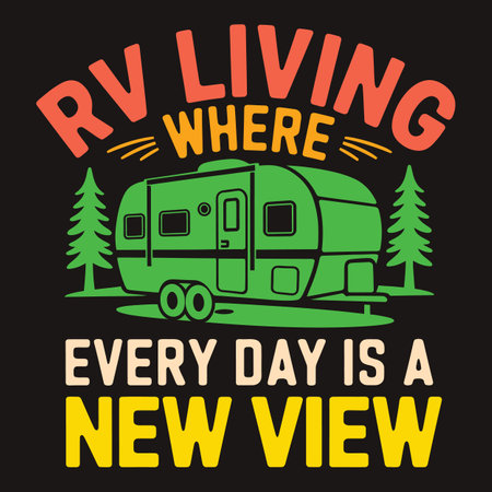 Rv Camping and Never Give Up, Vector Illustration.のイラスト素材