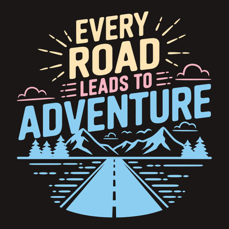 Vintage label with text Every Day starts with Adventure, vector illustrationのイラスト素材