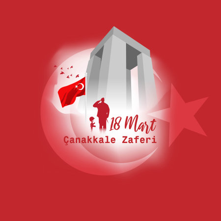 vector illustration for 18 mart Ã§anakkale zaferi means March 18 Canakkale victory, Turkish national day.のイラスト素材