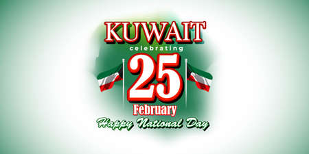 Vector illustration concept of Kuwait National day greeting, 25 february, kuwait flag in background.のイラスト素材