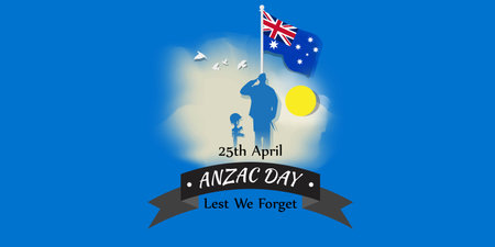 Vector illustration concept of Anzac Day with poppy flowers. 25 April. National remembrance day in Australia and New Zealand.のイラスト素材