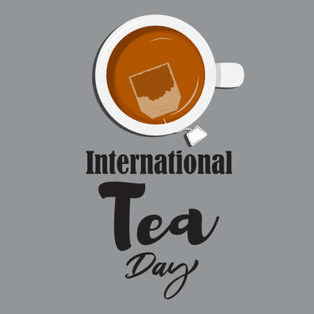 Vector illustration concept of International Tea Day.のイラスト素材