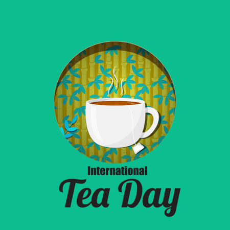 Vector illustration concept of International Tea Day.のイラスト素材