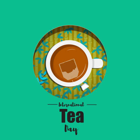 Vector illustration concept of International Tea Day.のイラスト素材